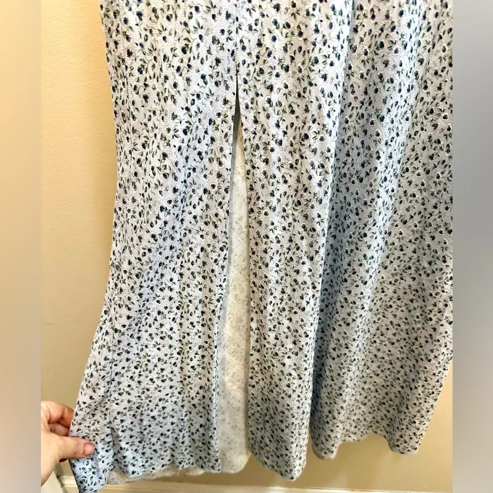 Urban Outfitters Blue Floral Midi Skirt With Slit Size S - Picture 8 of 9